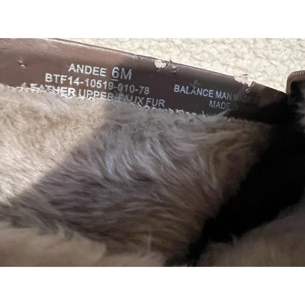 Baretraps Boots Women’s Andee Winter Snow Beige Leather Zip Button Sherpa Size 6